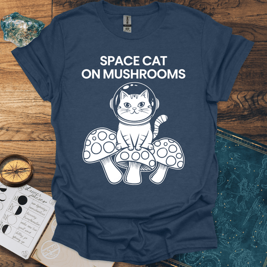 Space Cat On Mushrooms T-Shirt