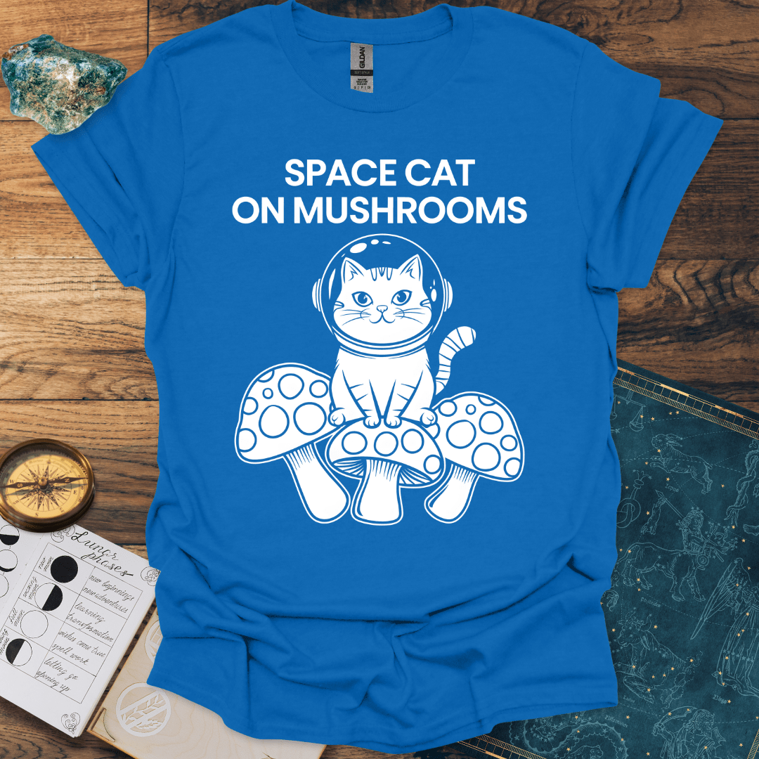 Space Cat On Mushrooms T-Shirt